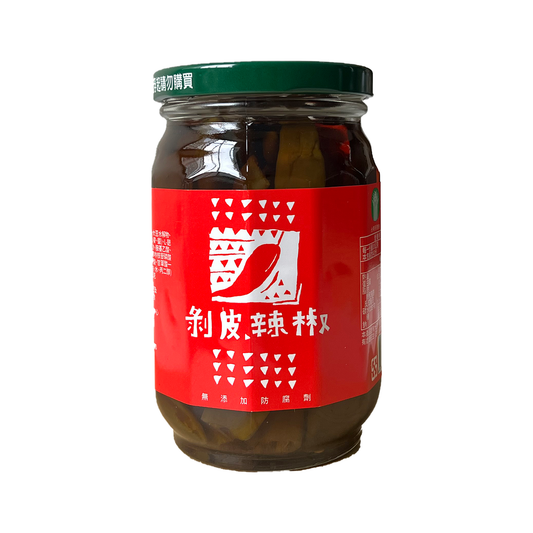青唐辛子の醤油漬け 400g(固形物130g)|唐辛子の漬物|ボーピーラージャオ|剝皮辣椒